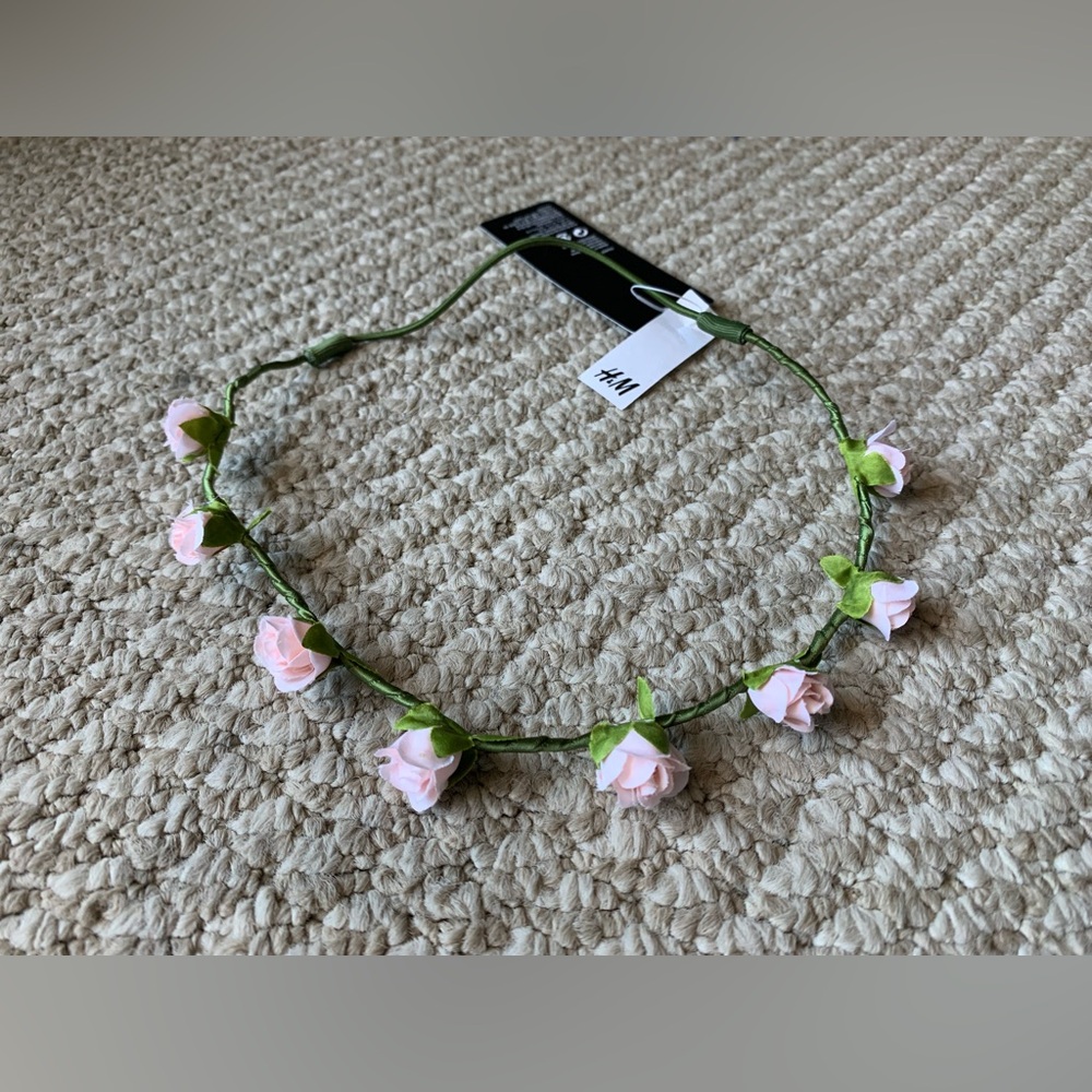 NWT H&M Unisex Pink Floral Festival Party Rave Head band piece